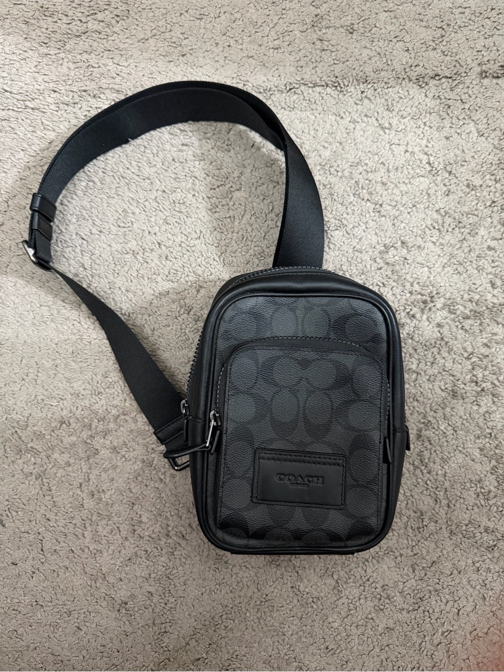 Coach Men's Black Signature Crossbody Sling Bag